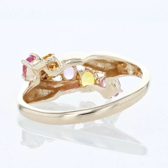 14K Yellow Gold Pink Tourmaline & Citrine Anniversary Band Ring by Clyde Duneier - Picture 4 of 5